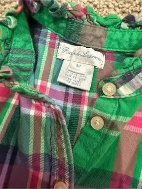 Ralph Lauren plaid ruffle collar button up shirt